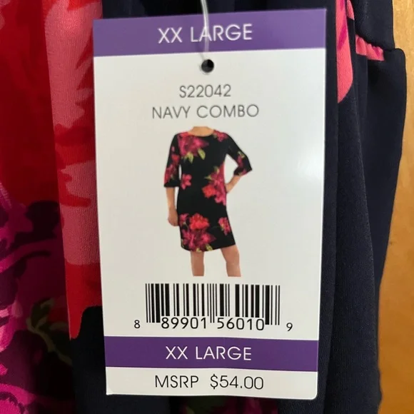 NWT XXL Alexandra and Oak Navy Floral Dress - Picture 2 of 2